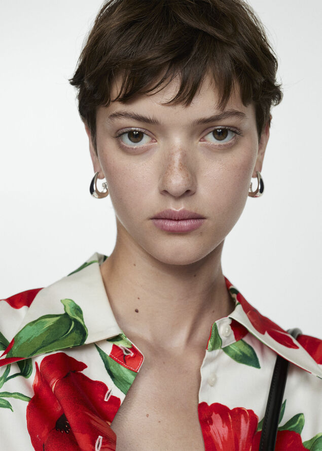 MANGO Bow printed shirt Red