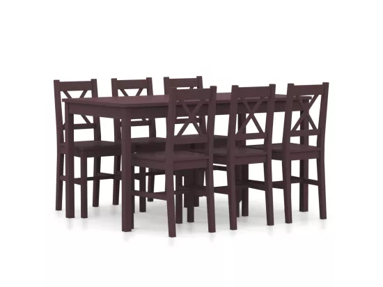 Ensemble de salle à manger 7 pcs Pinède Marron foncé