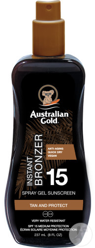 Australian Gold Écran Solaire IP15 Spray Gel Avec Agent Bronzant 237ml