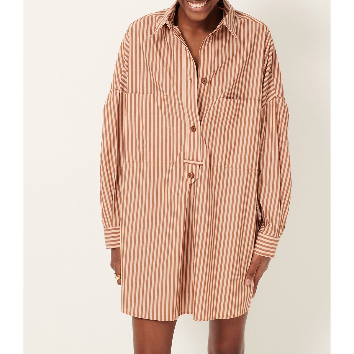 SESSUN<br>Vestido camisa listrado solto, FONTELLA