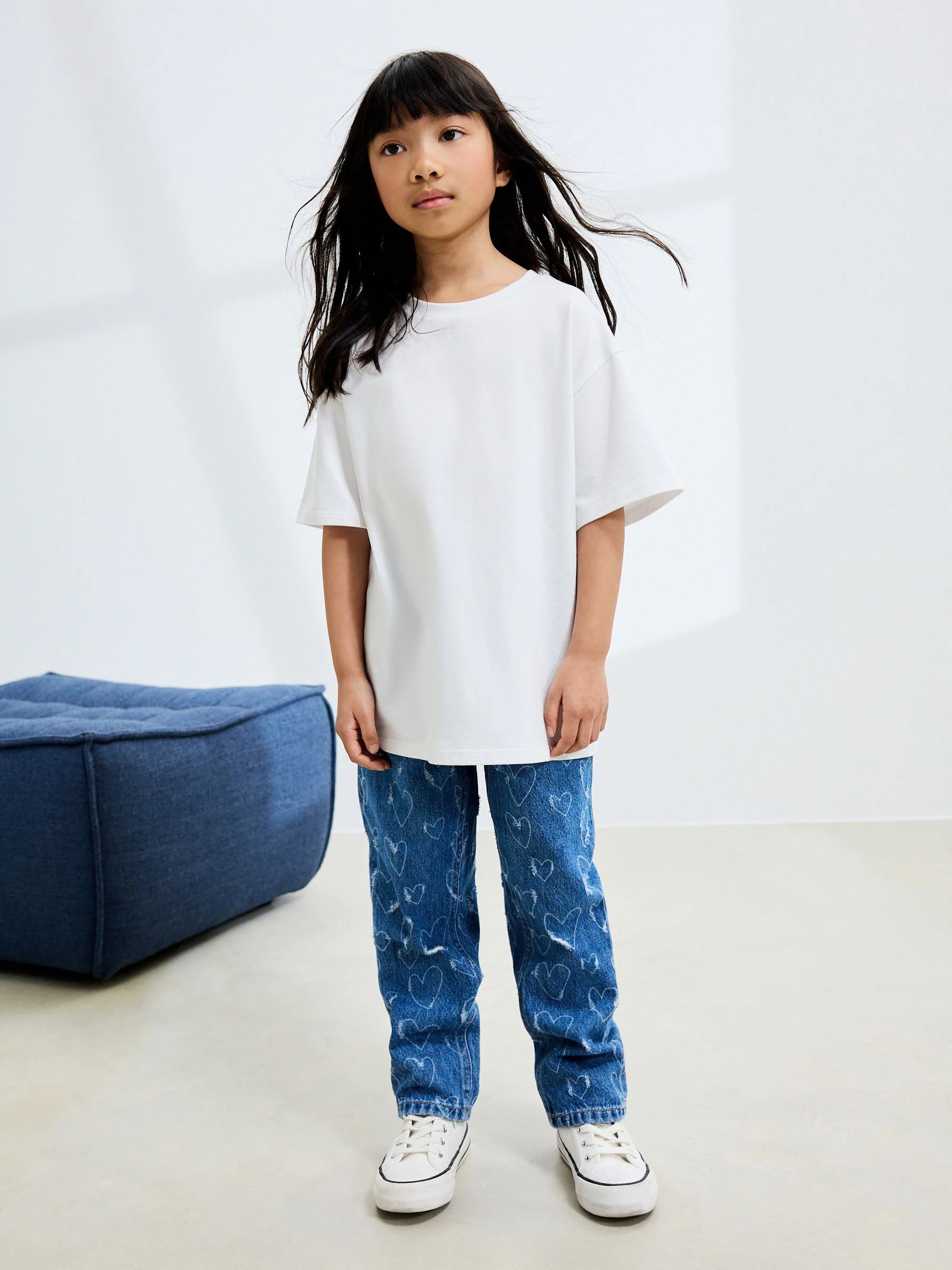 Middelblauw Denim Hart - Jeans met rechte pijpen (3-16jr)