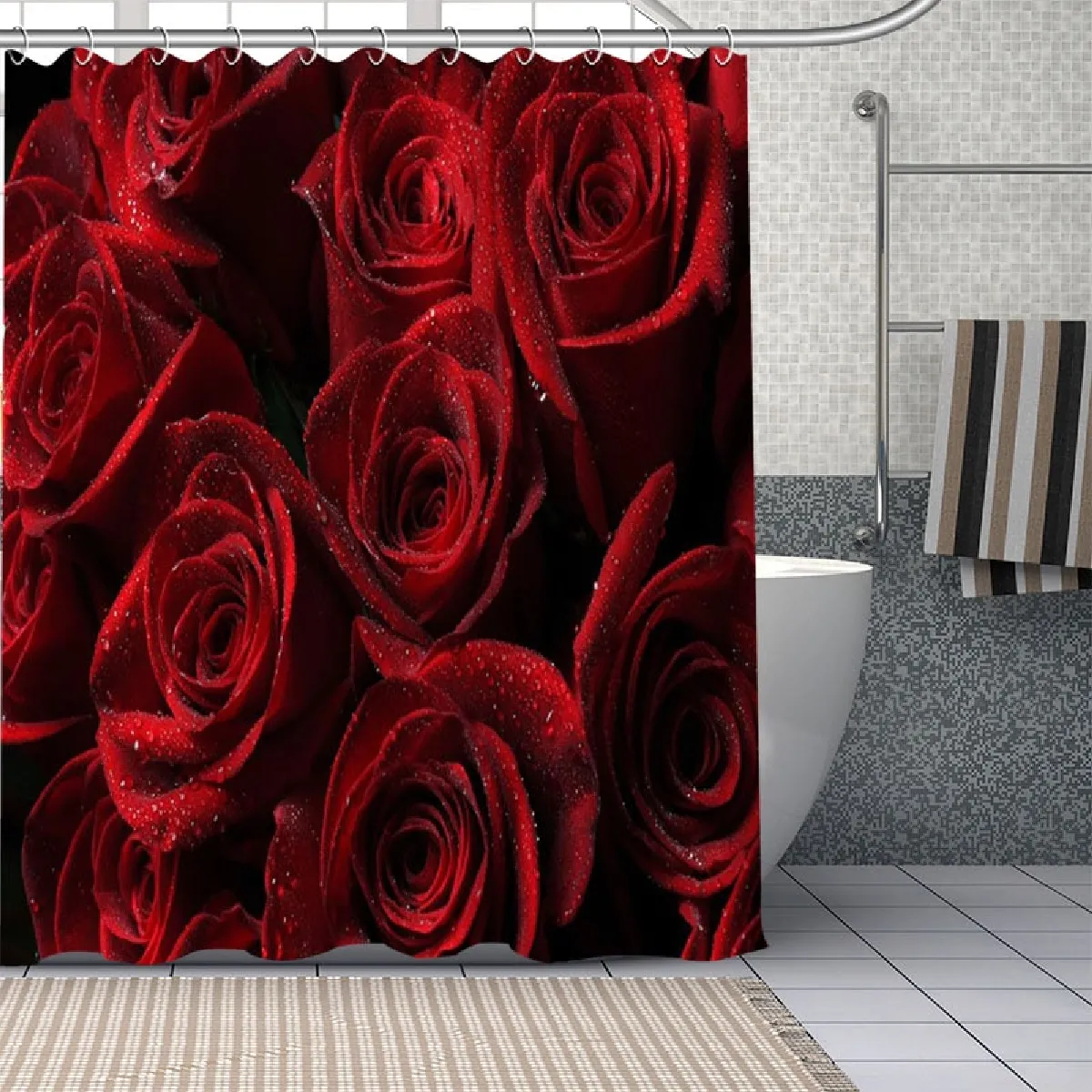 Universal Rideau de douche rose romantique