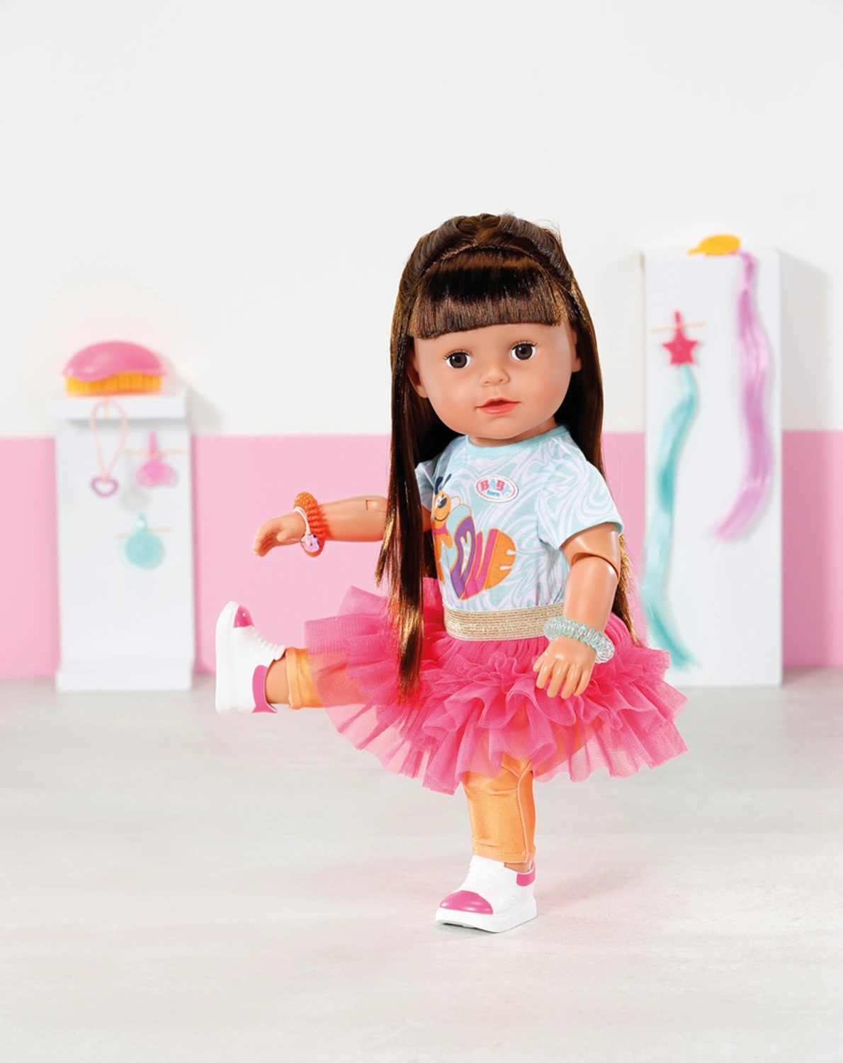 BABY born® Puppe SISTER PLAY & STYLE (43cm) in brunette
