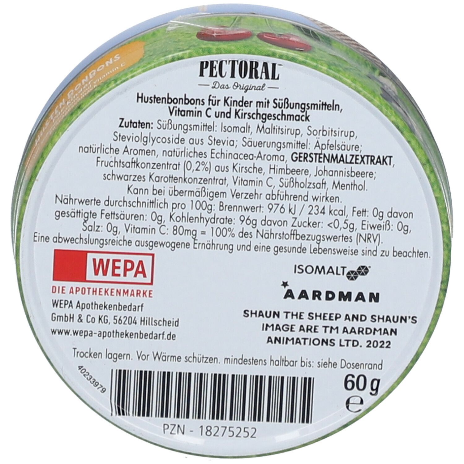 Pectoral® für Kinder Shaun das Schaf - Blitzer Dose mit Kirschgeschmack (Motiv nicht wählbar)