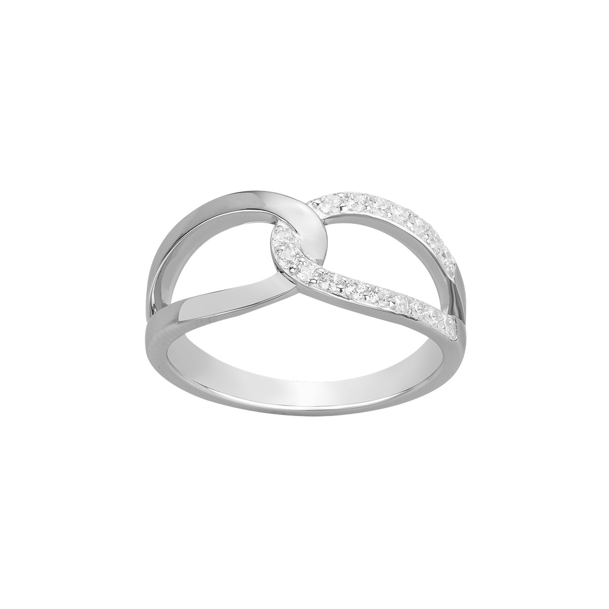 Bague croisée en Argent avec oxyde de zirconium blanc