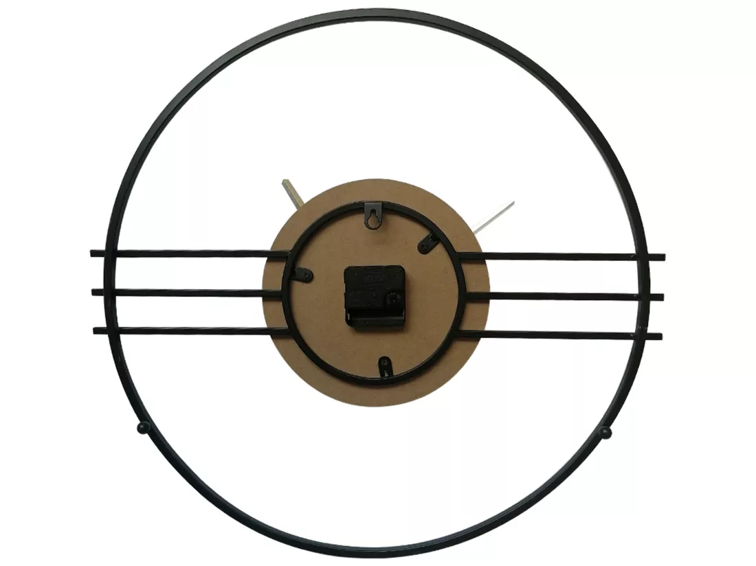 Horloge Murale Design Moderne Mdf Métal Noir Brun 50 cm