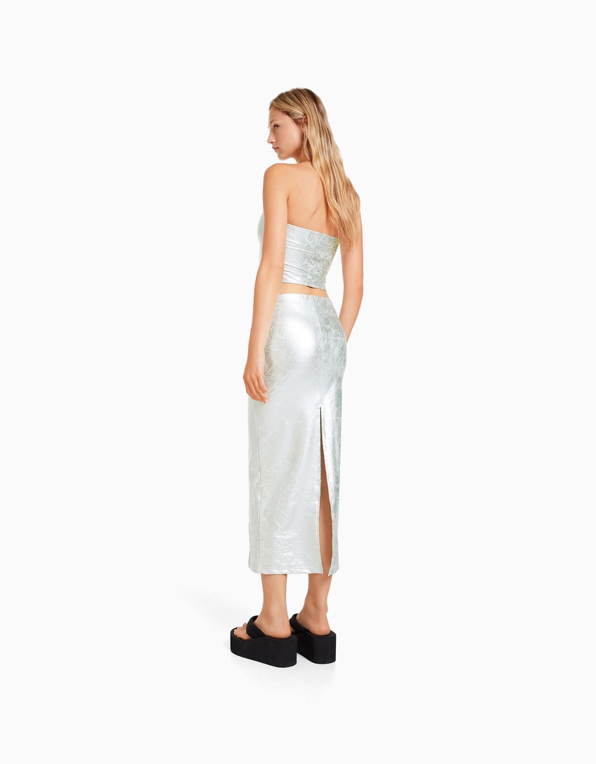 Top bandeau com revestimento metálico