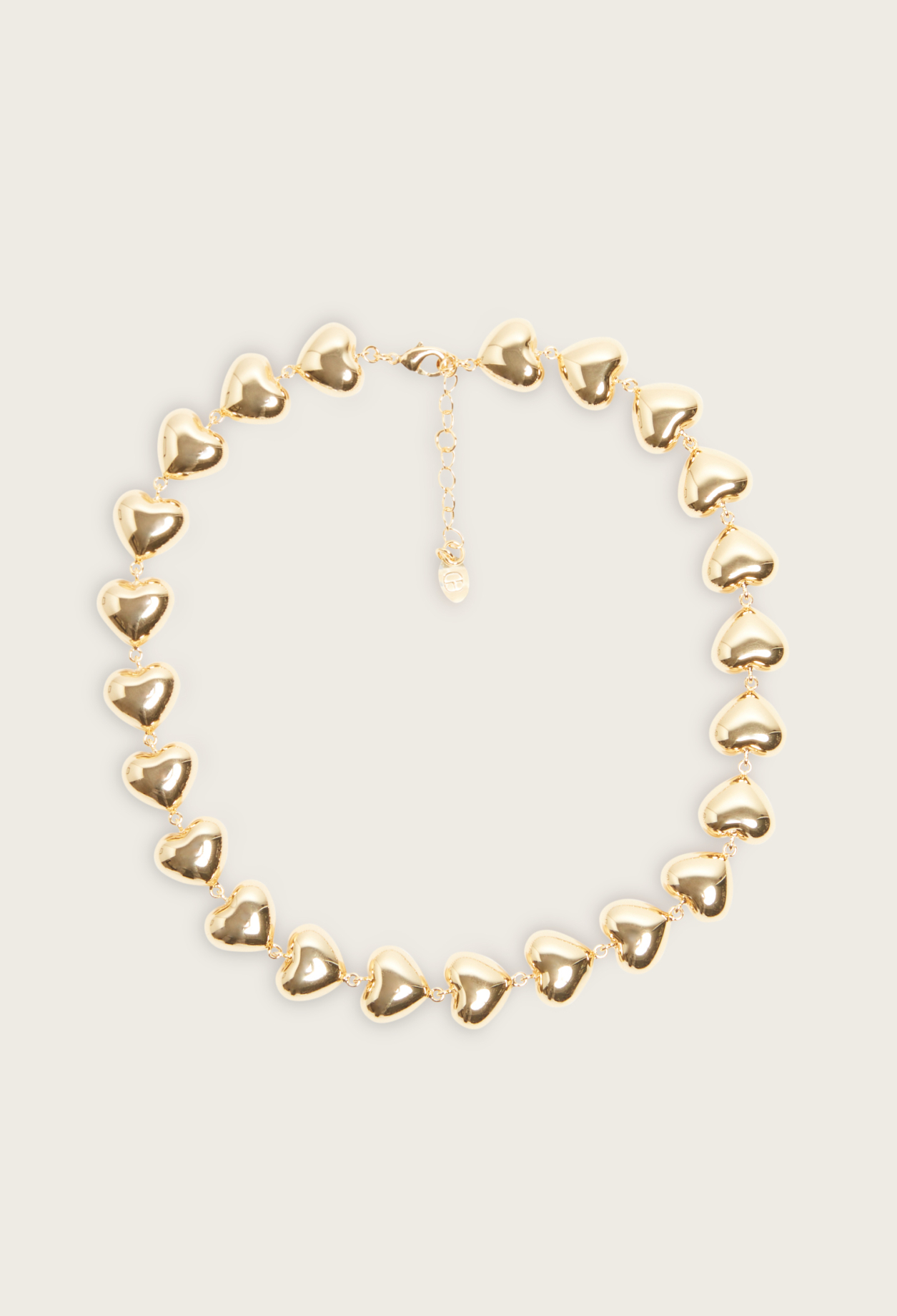 Collier c&oelig;urs laiton dore