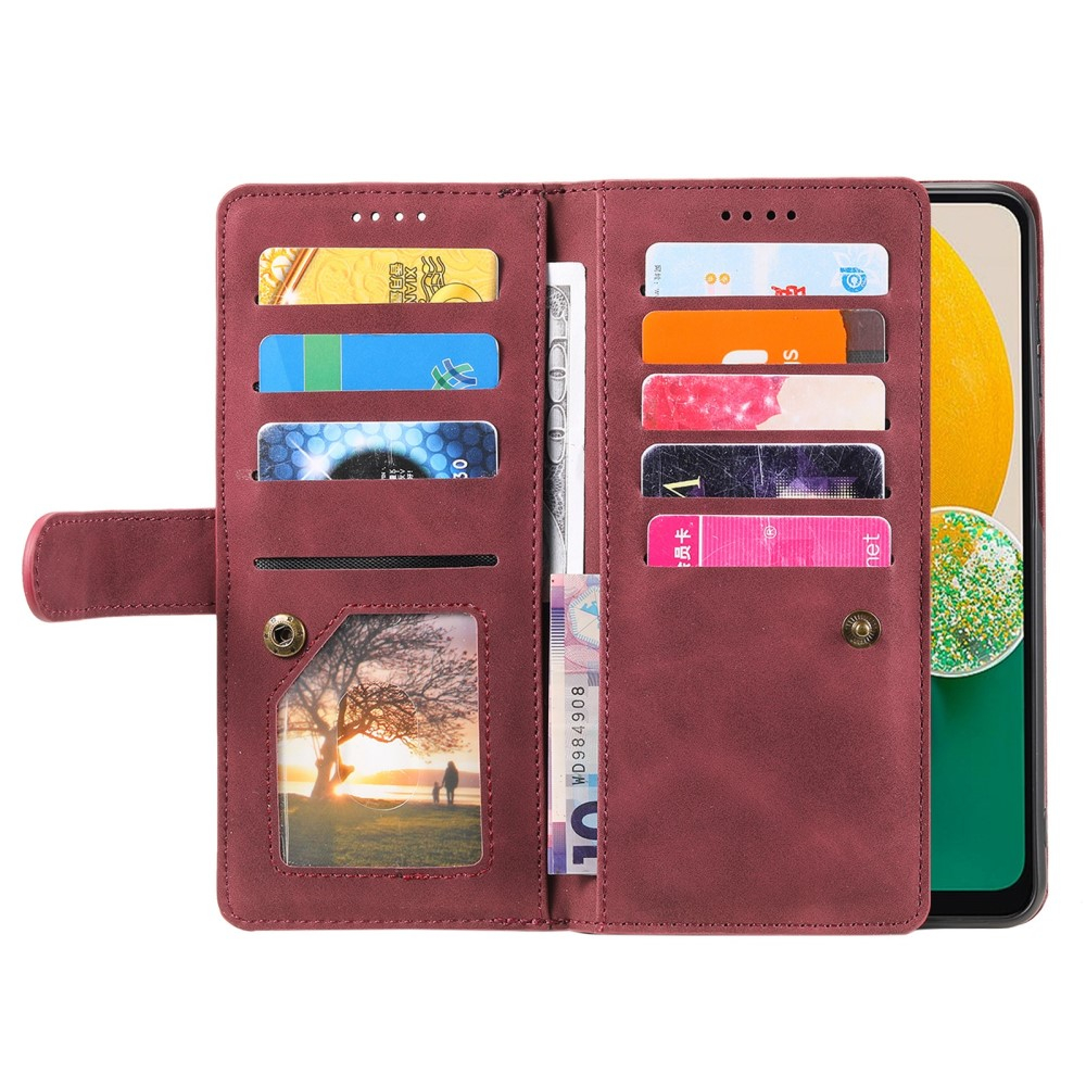 Samsung Galaxy S23 5G Leder Tasche Flip Cover mit Reissverschluss - Dunkelrot