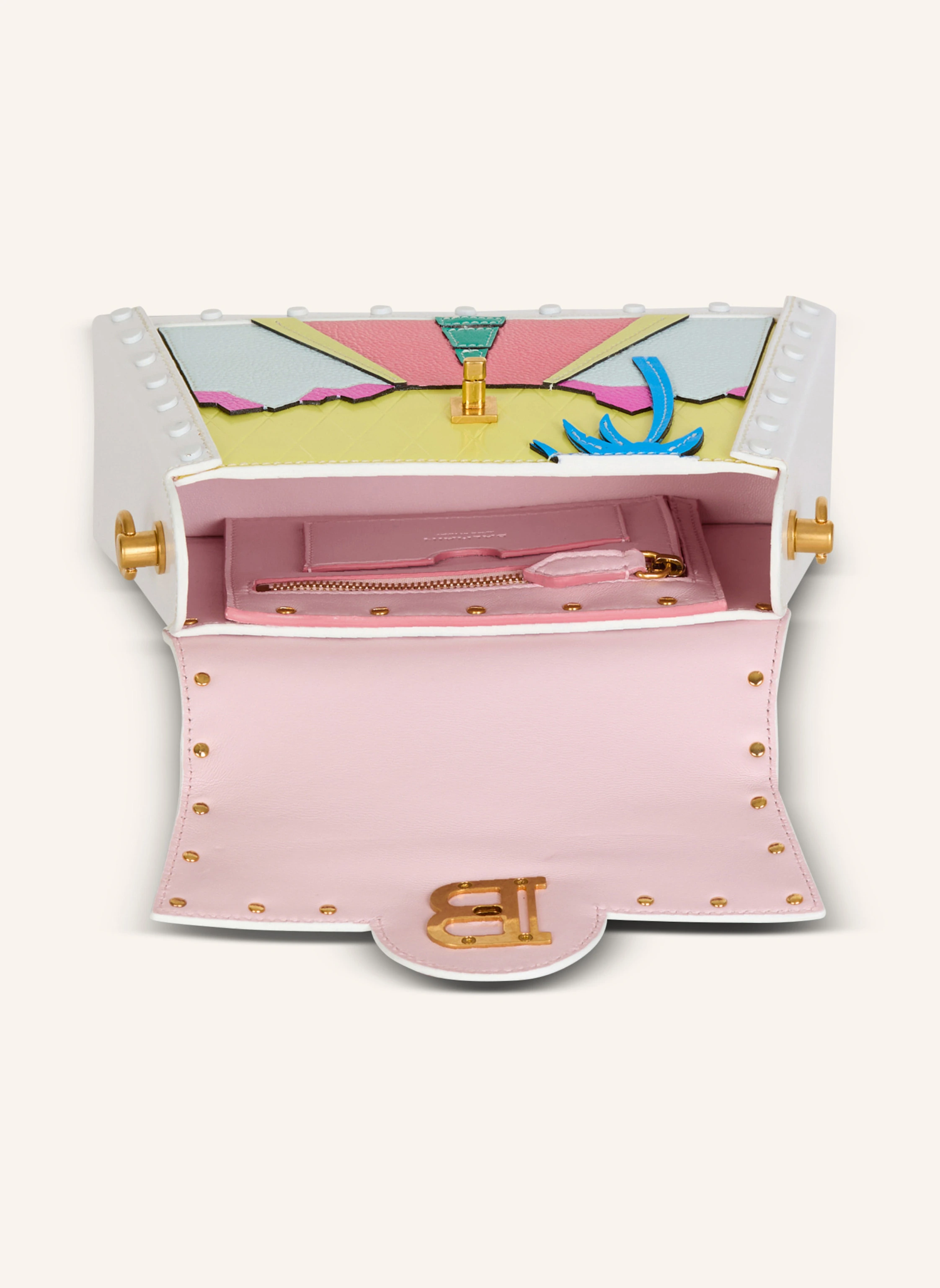BALMAIN Tasche B-Buzz Dynasty aus Kalbsleder mit Postcard-Patchwork