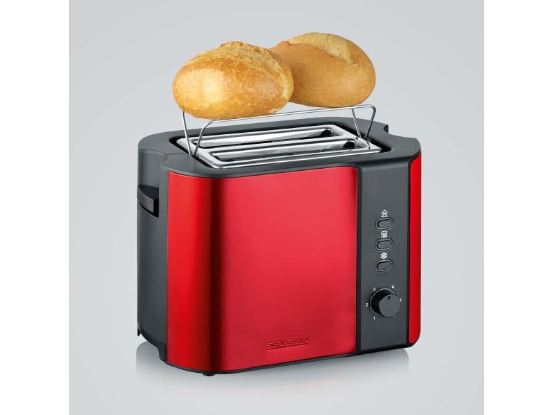 Severin Toaster AT 2217 Rot/Schwarz Klassischer Toaster, Rot/Schwarz