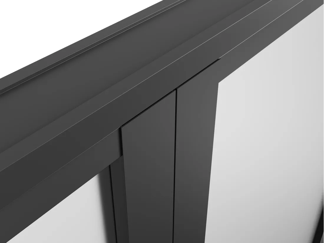 Bloc porte réversible à deux battants en aluminium et verre trempé dépoli - 2 x H204 x L73 cm - Noir - LOXTON