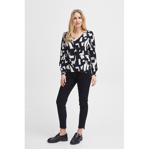 Fransa Langærmet Bluse, Black Graphic, S