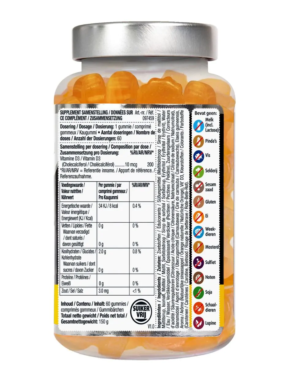 Vitamine D3 KIDS 10mcg 60 gummies