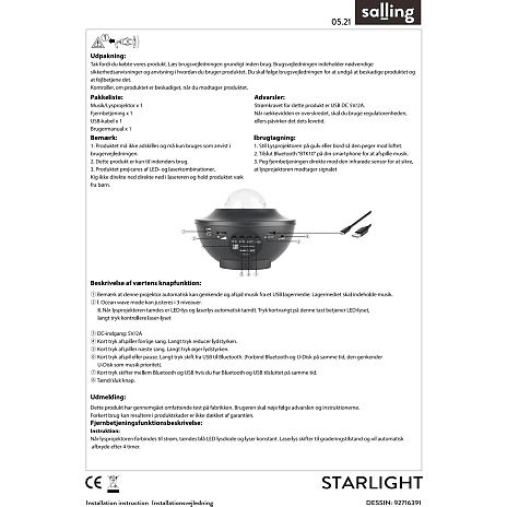 Starlight lysprojektor - multifarvet