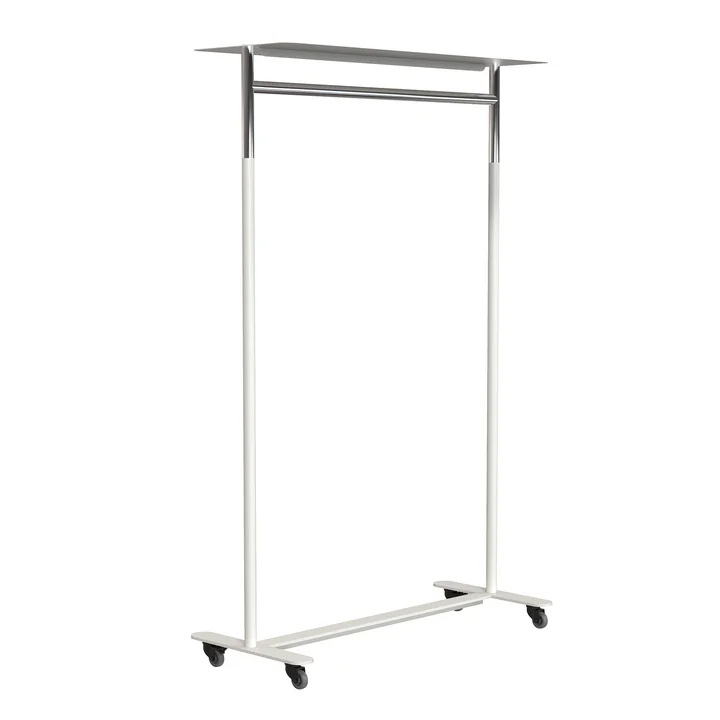 Frost - Bukto Kleiderständer mit Rollen und Ablage 100 cm, Edelstahl poliert / weiss