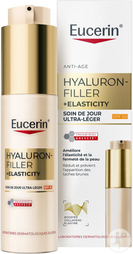 Eucerin Hyaluron-Filler + Elasticity Soin Jour Ultra Légèr IP50 Visage Flacon Pompe 50ml