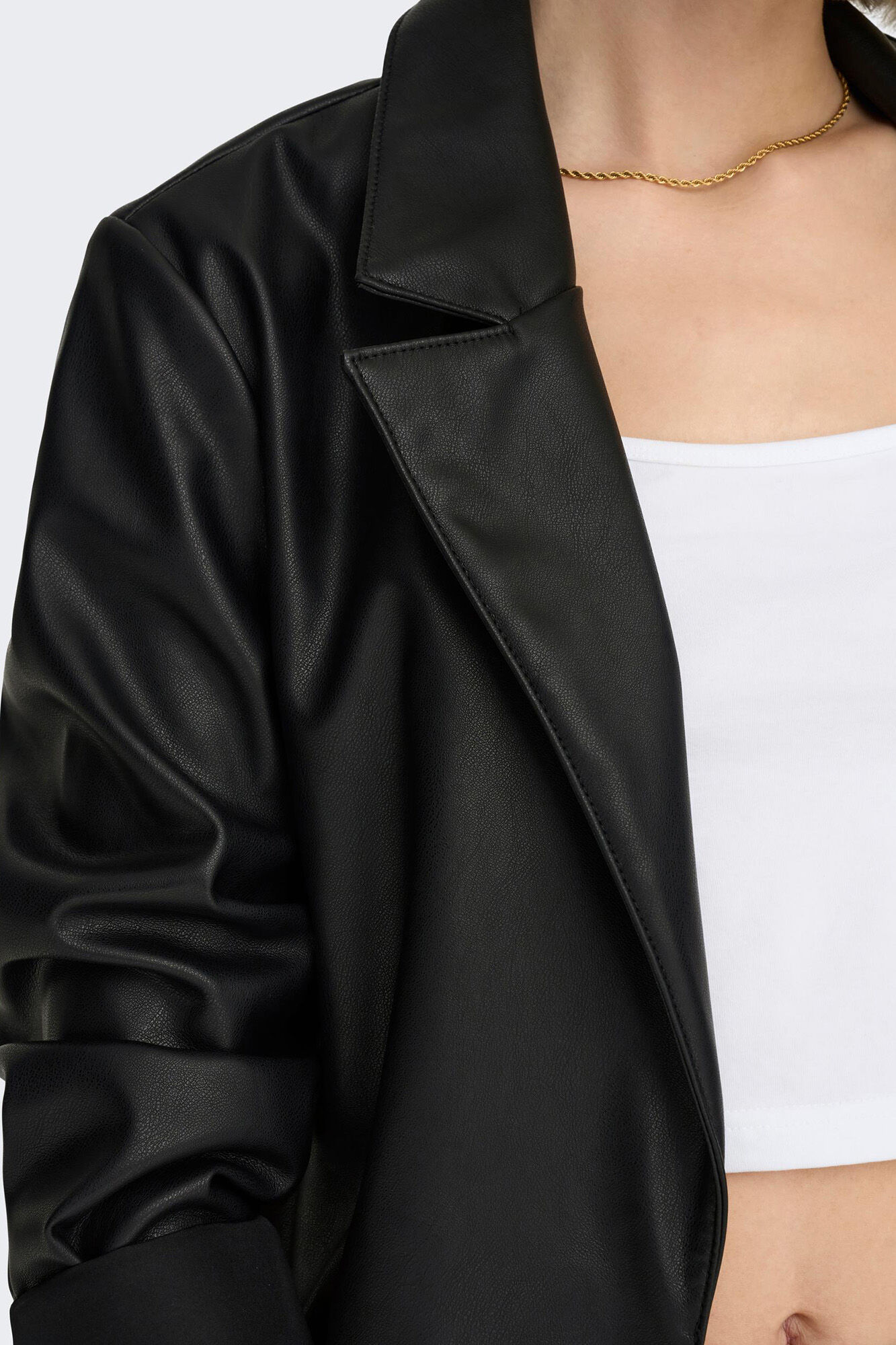 Blazer oversized de couro sintético