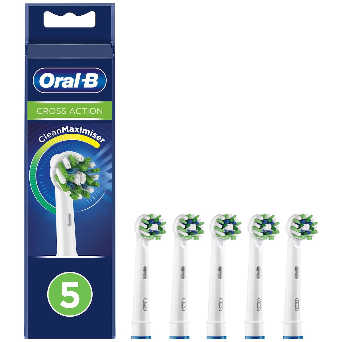 Oral-B Cross Action tannbørstehoder 321217 (5-pakning, hvit)