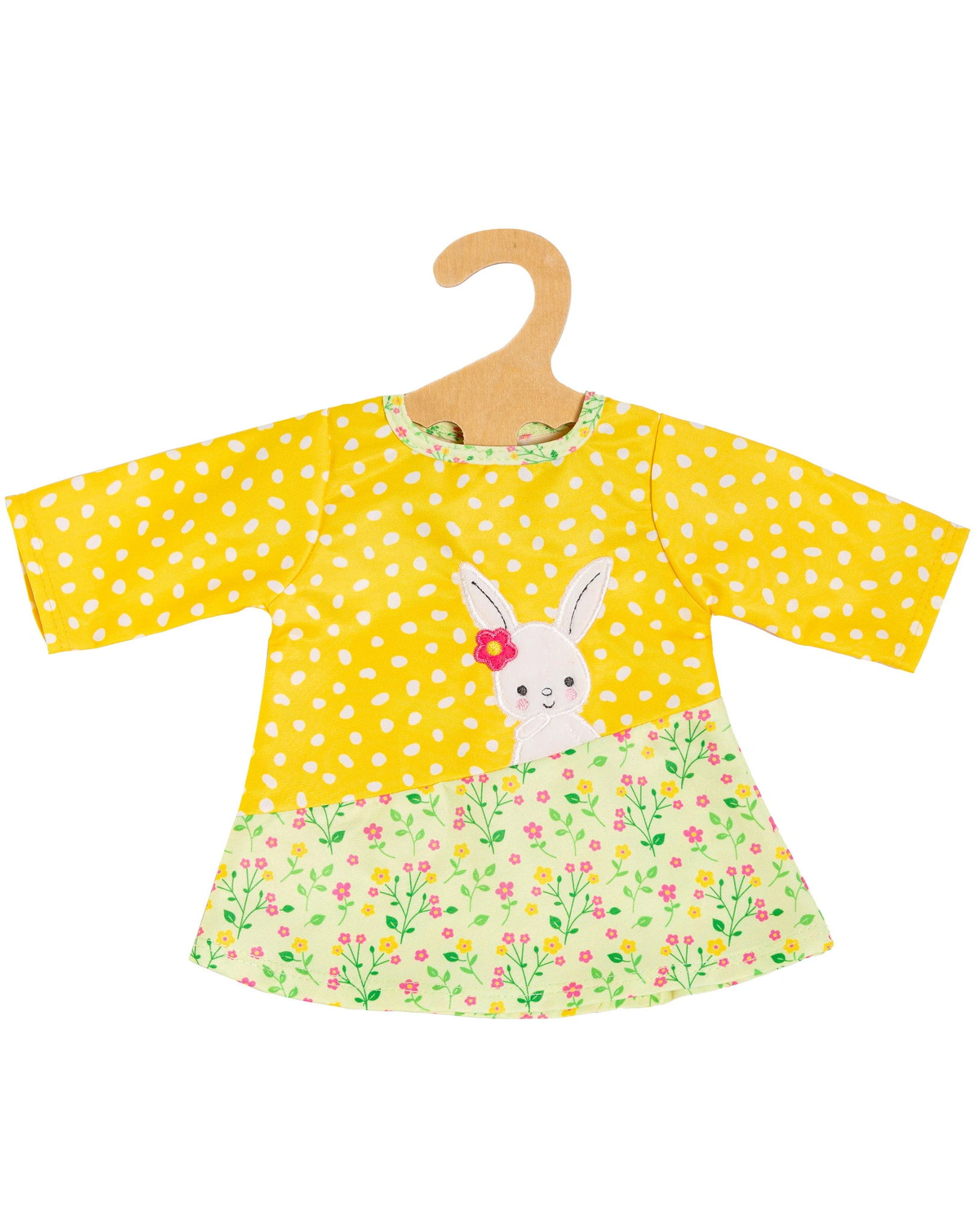 Puppen-Tunikakleid BUNNY LOU (28-35cm) in gelb/grün