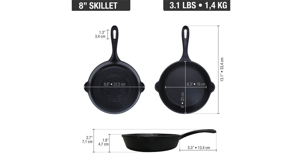 VictoriaSkillet 20 cm, Seasoned bak-/braadpan  (Zwart, Color+Kraft Cardboard Box)