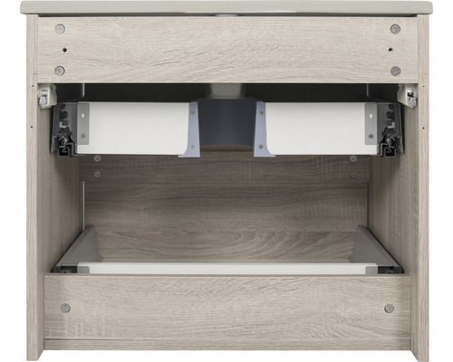 Badkamermeubelset Differnz Bolo 61 x 110 x 46 cm, frontkleur licht eiken, wastafel en spiegel wit, badmeubel