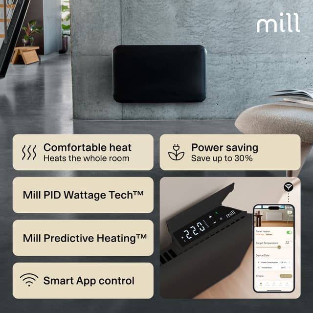 Mill Invisible Wi-Fi Gen4 panelradiator PA700WIFI4sort (sort)