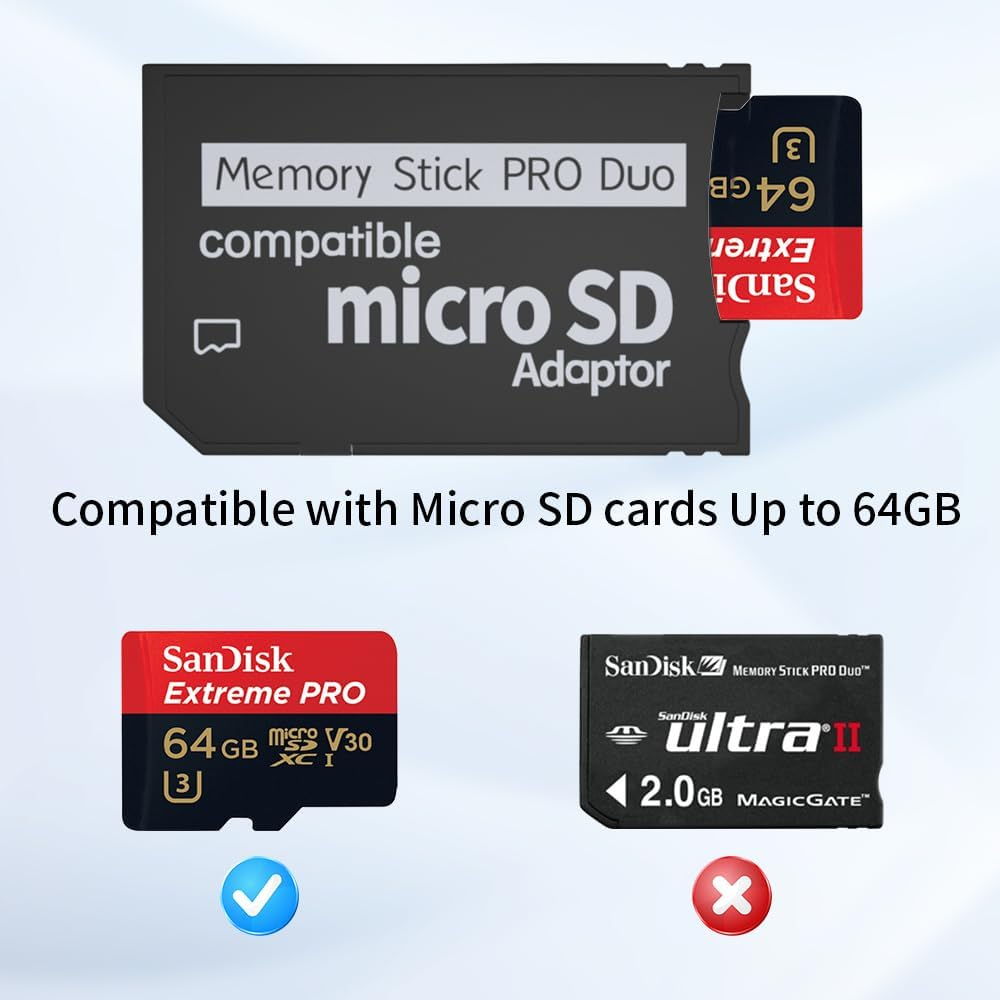 Micro SD Adapter auf MS Memory Stick Pro Duo PSP PlayStation Portable Speicherkarte
