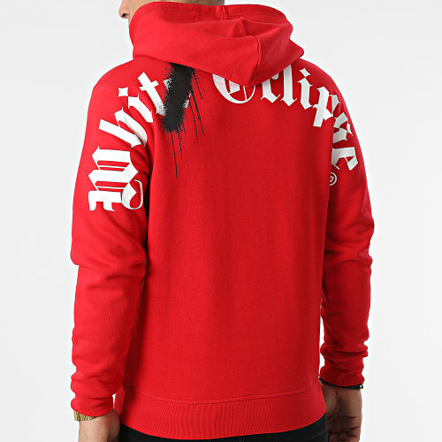 Sweat Capuche Eclipse Black Spray Rouge Blanc