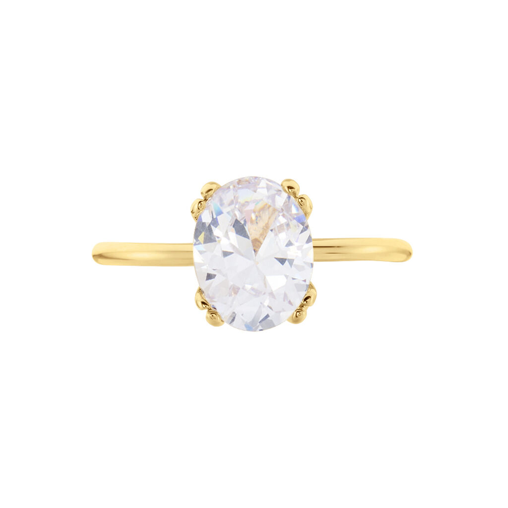 Bague Solitaire Plaqué Or Liber Oxyde De Zirconium