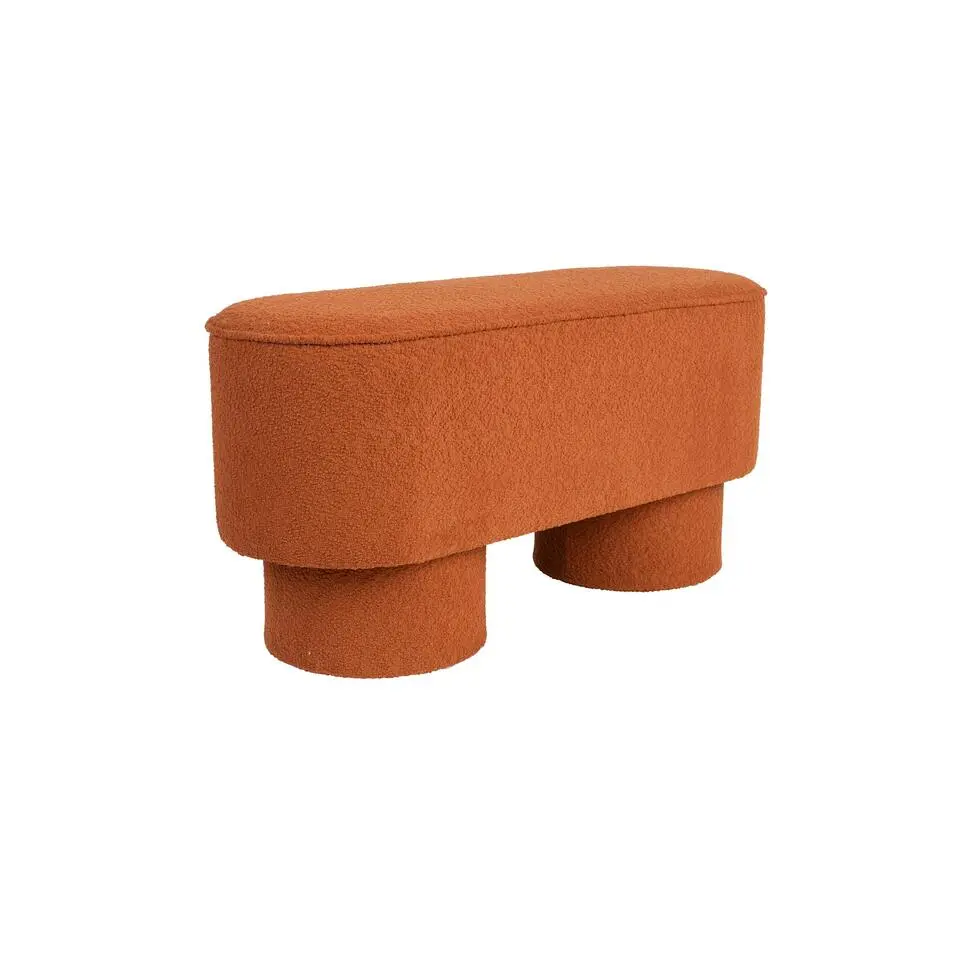 Housecraft Marcos Bankje Bouclé Rood/ Bruin