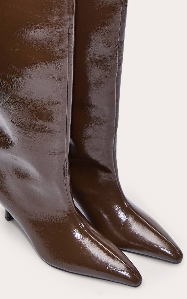 Vert Olive Botte Haute À Talon Bobine En Synthétique