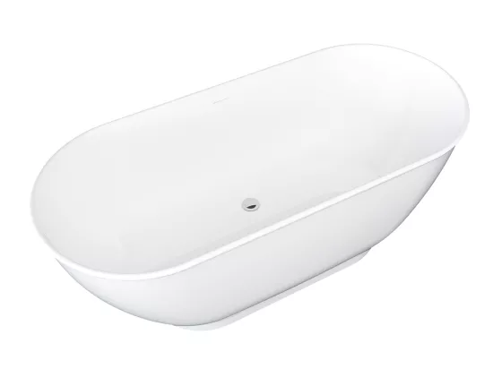 Baignoire îlot ovale - 240 L - 170 x 75 x 60 cm - Blanc brillant - Acrylique - MOBULA