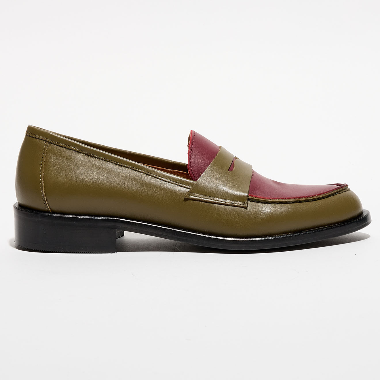Apologie Mocassins en Cuir Juliette vert/bordeaux