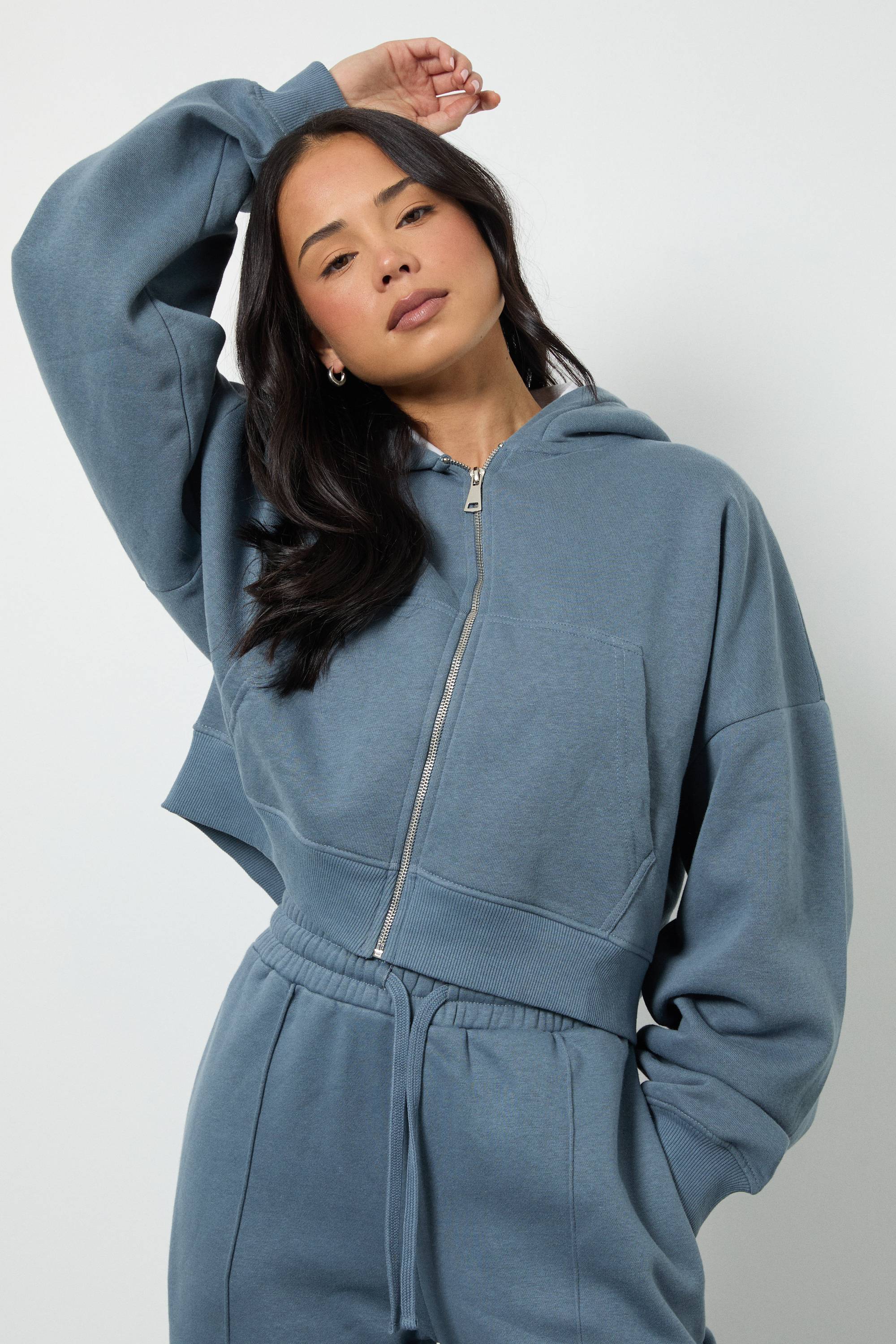 boohoo Sweat à Casynthétiqueche Zippé Oversize à Manches Bouffantes et Coupe Boxy