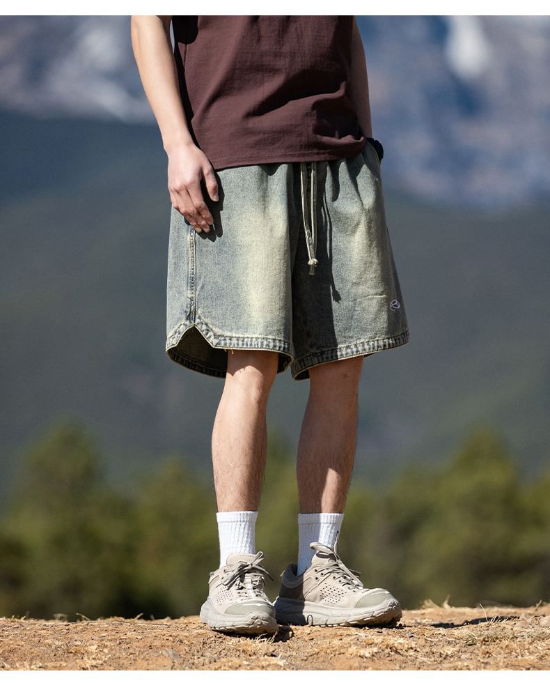 Really Point - Gewassen denim shorts met trekkoord in de taille