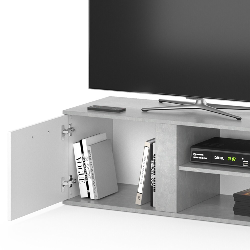 Vicco TV Lowboard Novelli Fernsehschrank Sideboard Fernsehtisch Weiß Beton