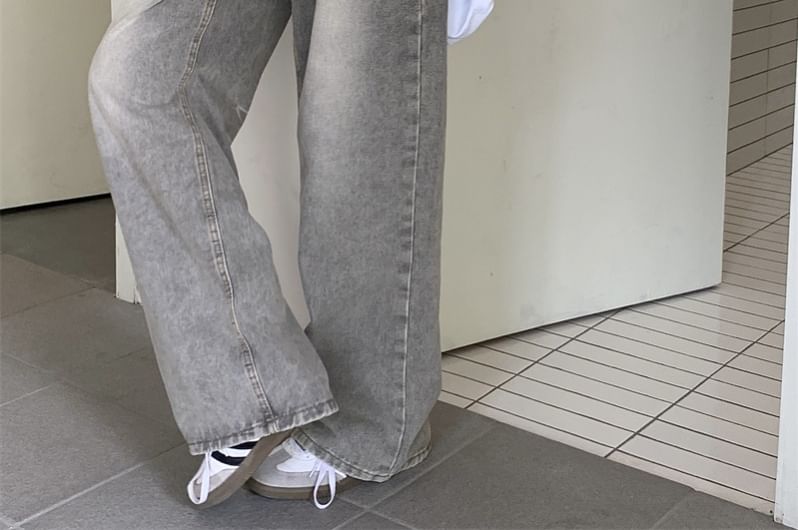 Beem - Mid Rise Washed Wide Leg Jeans