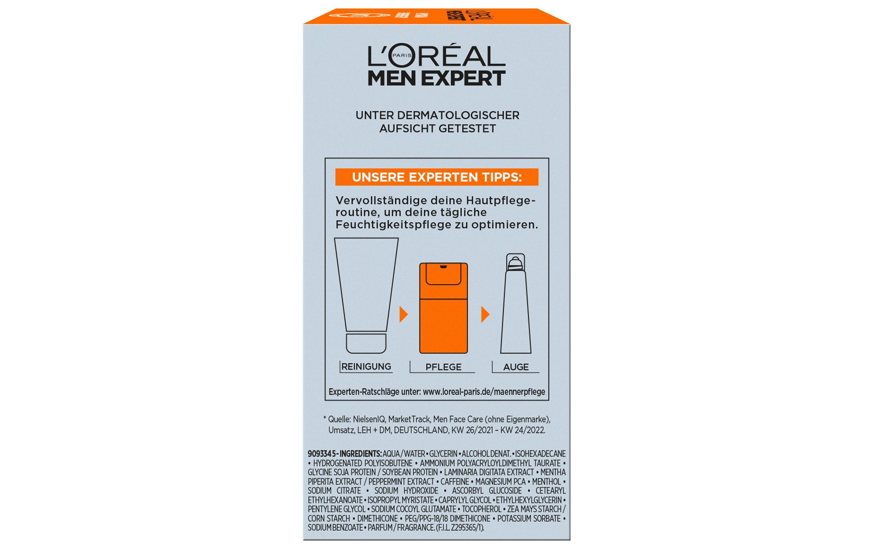 Gesichtspflege Expert Day Cream Hydra Energy 50 mlFeuchtigkeitspflege bekämpft mithilfe von Vitamin C und Proteinen müde Männerhaut