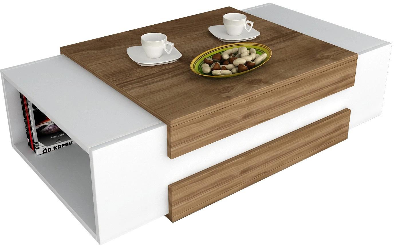 Couchtisch Nora 110 x 31 x 57 cm, Nature/Weiss<br>Wohnzimmertisch