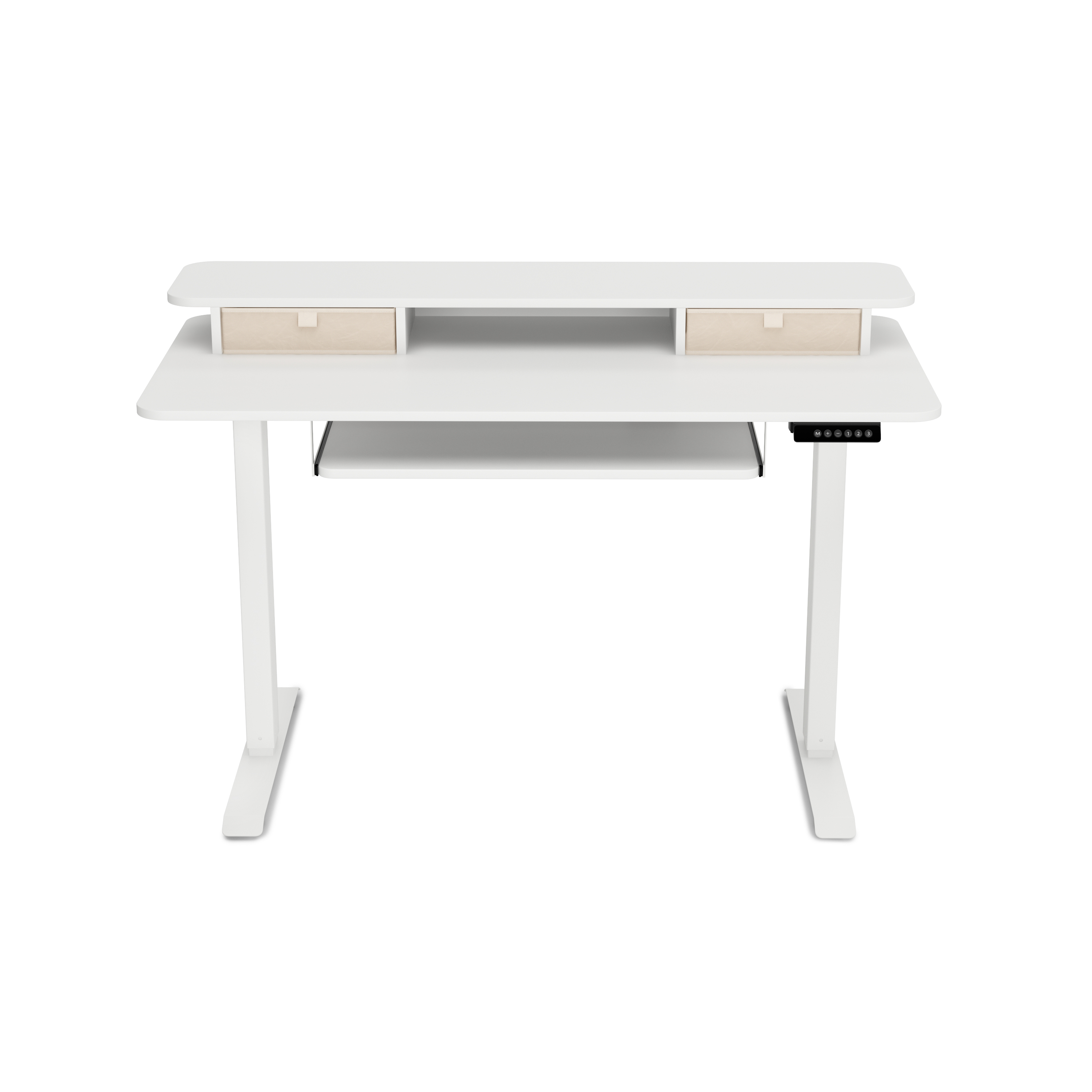 Stehpult elektrisch mit Ablage + Tastaturfach weiss 120 x 60 cm
