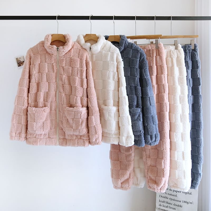 MelMount - Bijpassende koraalfleece loungewearset voor koppels