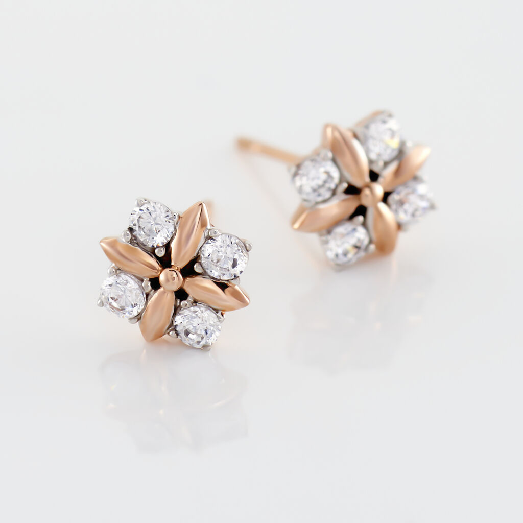 Boucles D'oreilles Pendantes Gladysse Or Rose Oxyde De Zirconium
