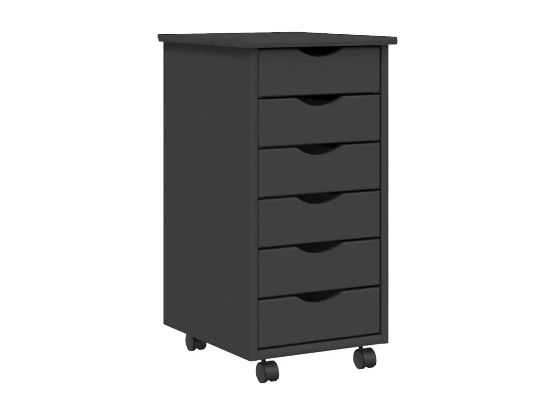Armoire roulante avec tiroirs MOSS gris bois de pin solide