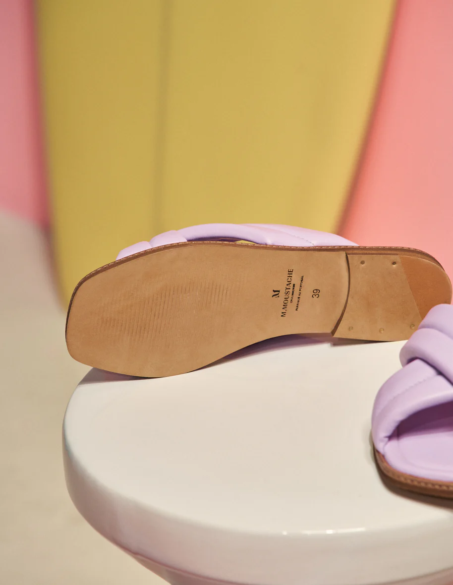 Mules plates Théa - Cuir lilas