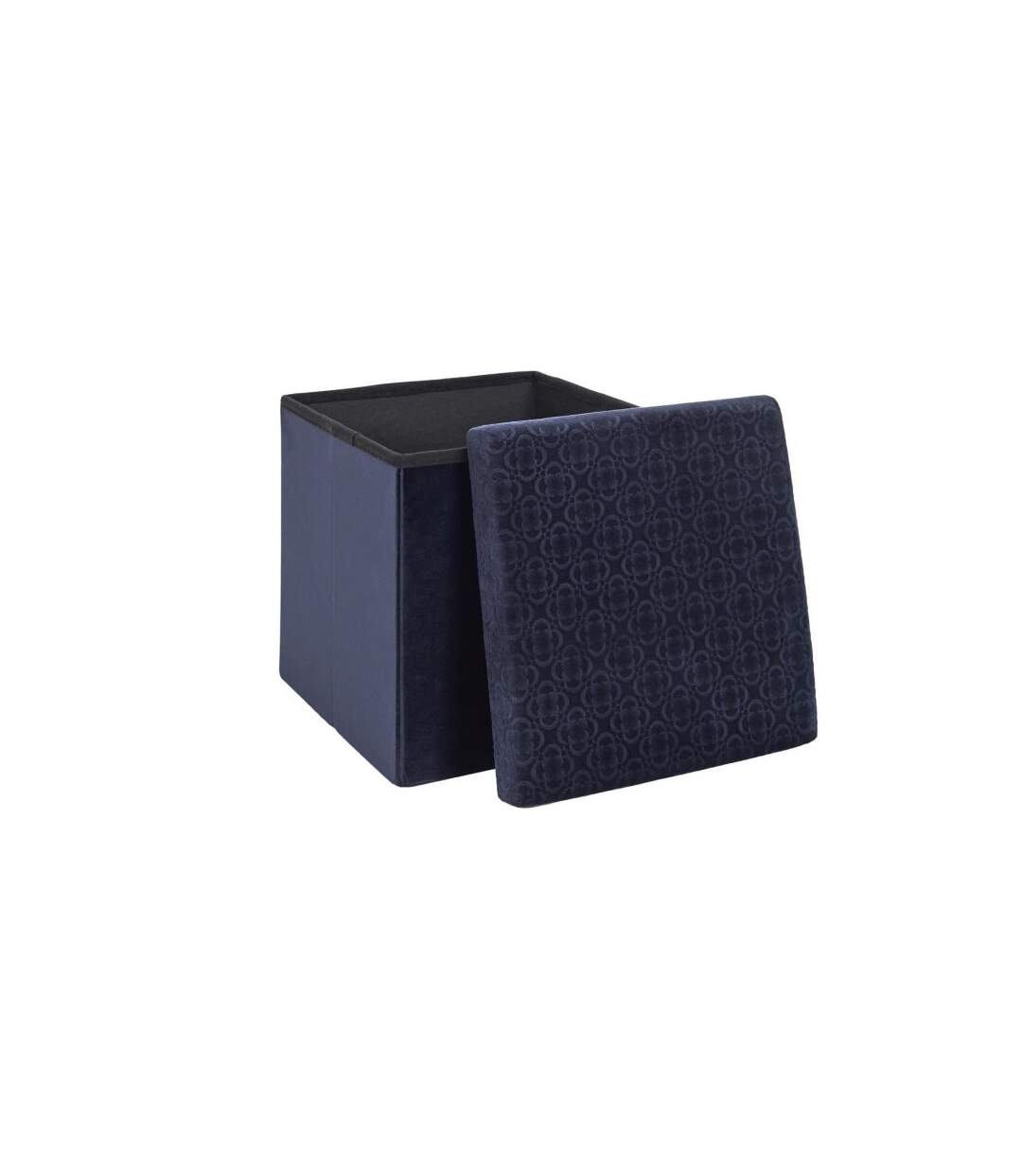 Paris Prix - Pouf Pliable & Coffre rétro 38cm Bleu Nuit