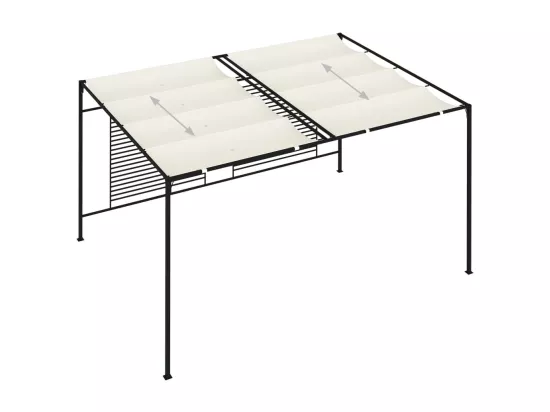 Belvédère avec auvent rétractable 3x4x2,3 m Crème 180 g/m²