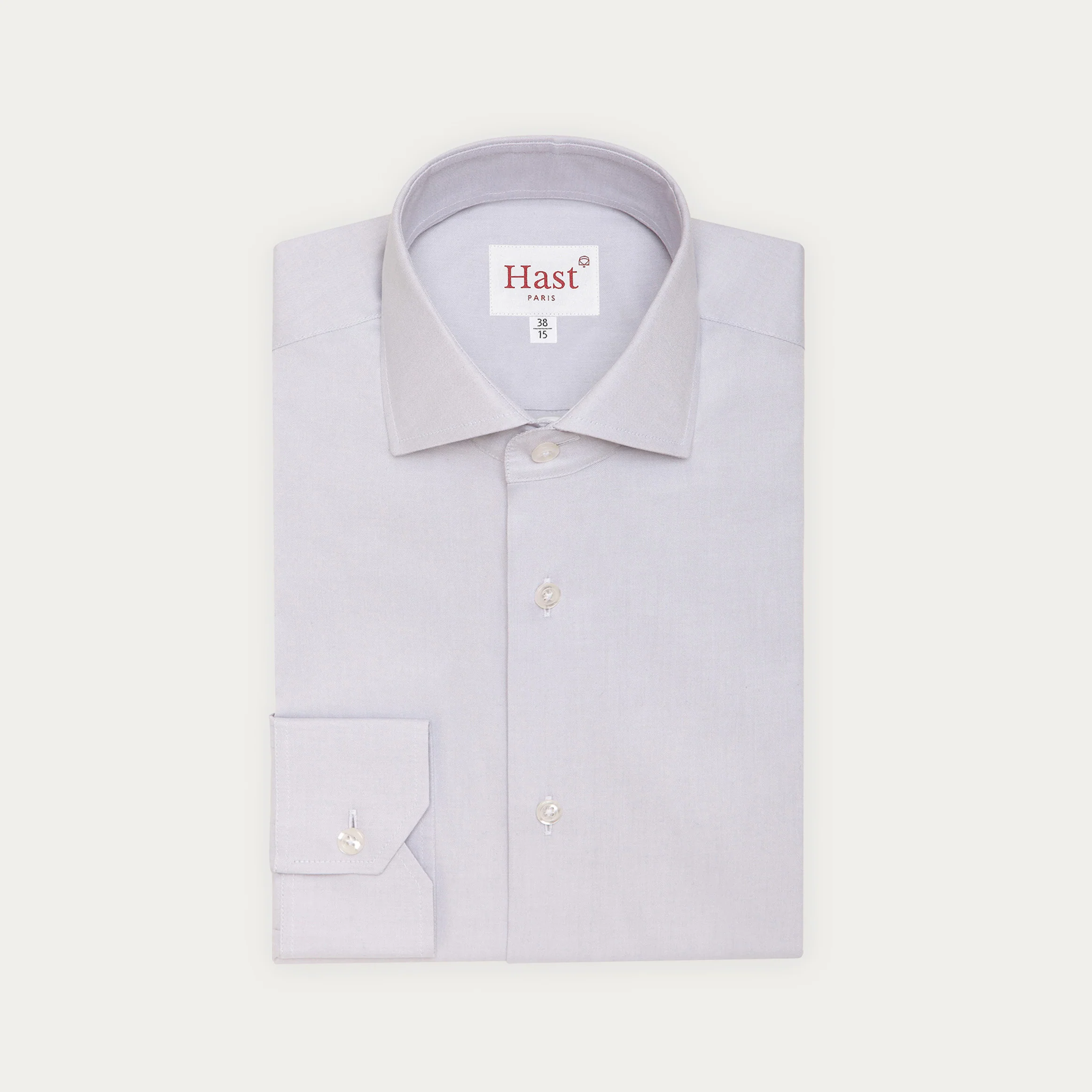 Fitted gray double-twisted oxford shirt