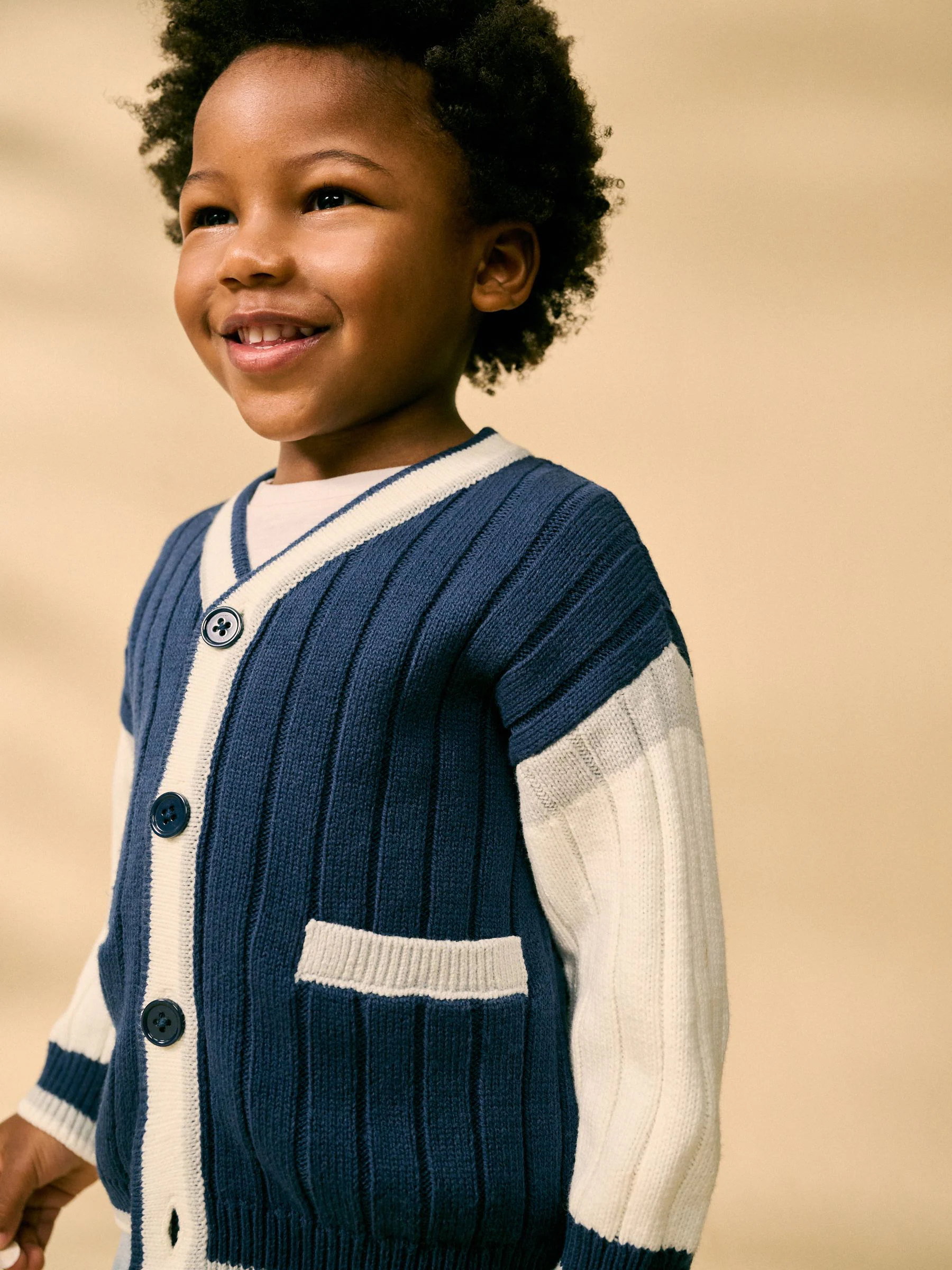 Donkerblauw - Gebreid varsity vest (3mnd -7jr)