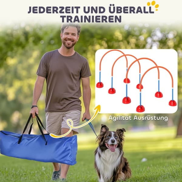 Agility Set Dogs 5-delers utfyllbart agilityutstyr for hundetrening hekkesett med justerbare agilitydører bære bag treningstilbehør koordinasjonstreni